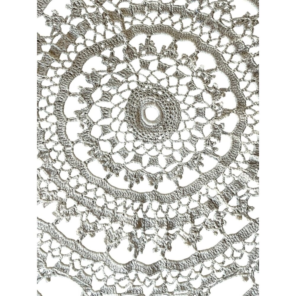 Handmade 22" Diameter Crocheted Cotton Doily wedding Decor - Picture 2 of 12